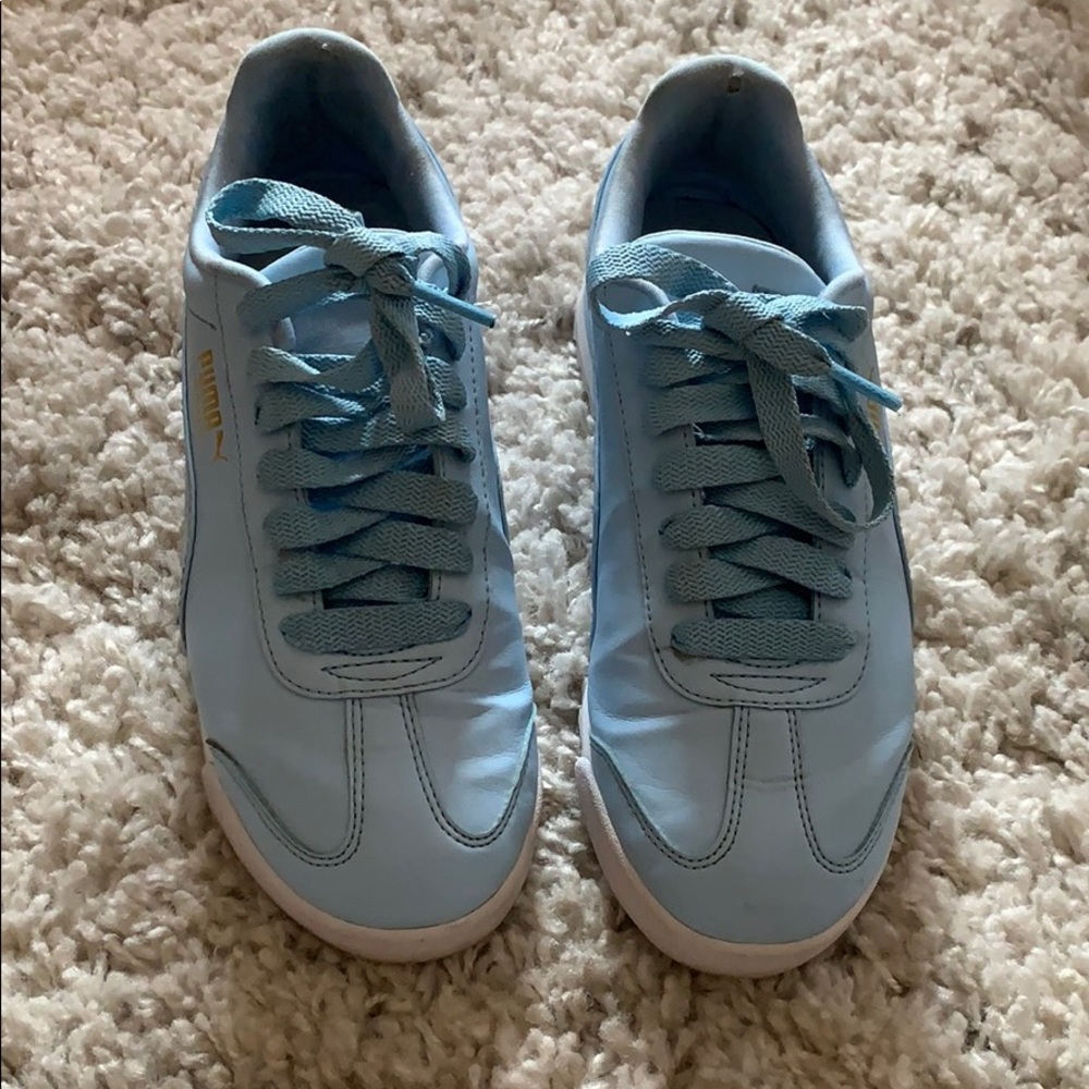 Baby blue leather pumas